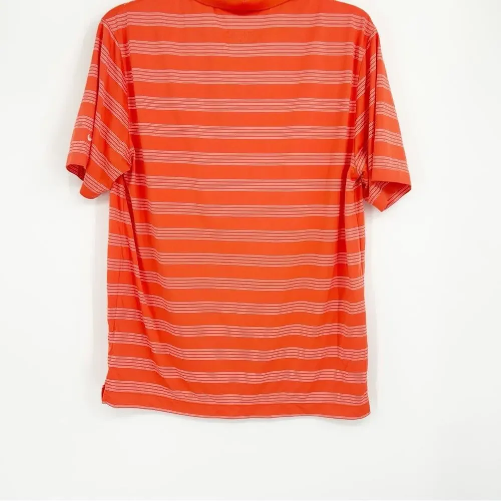 Nike Golf Dri-Fit Striped Orange Polo Shirt‎ Size Large